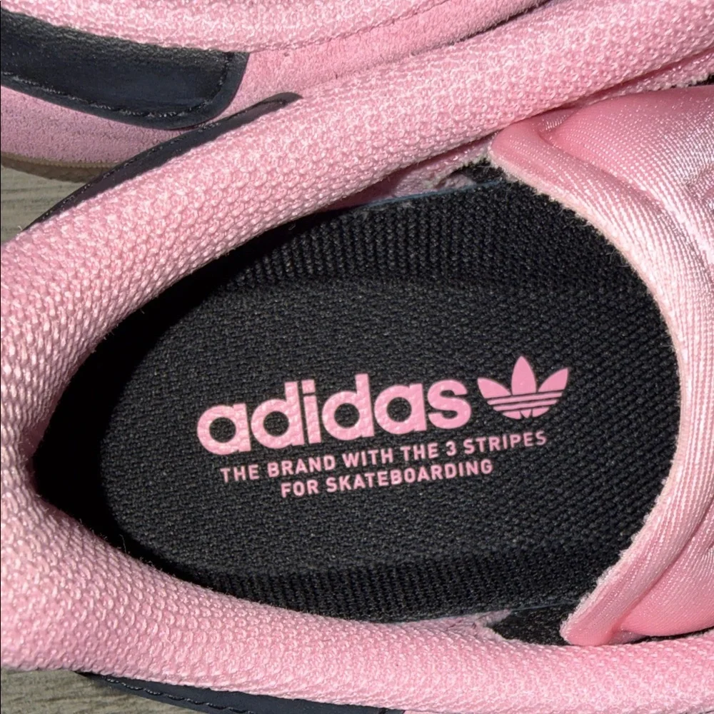 Adidas Women's Pink and Black Suede Sneakers - Picture 2 of 5
